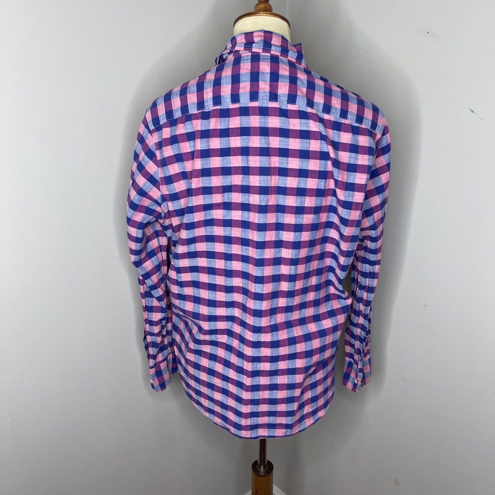 Frank & Eileen "Eileen" Cotton Long Sleeve Pink Blue Button-front Oxford XS - Picture 3 of 9